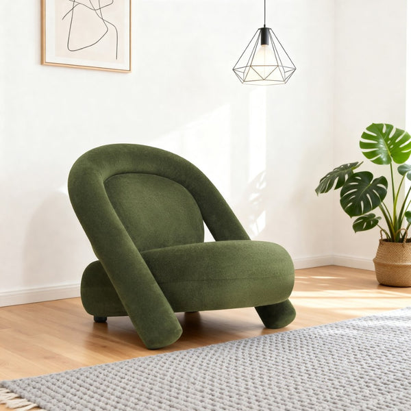 English Elm Lounge Club Chair Armless Velvet Upholstered Accent Seat for Reading Nooks and Home Offices Dark Green W2901P517656