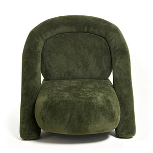 English Elm Lounge Club Chair Armless Velvet Upholstered Accent Seat for Reading Nooks and Home Offices Dark Green W2901P517656