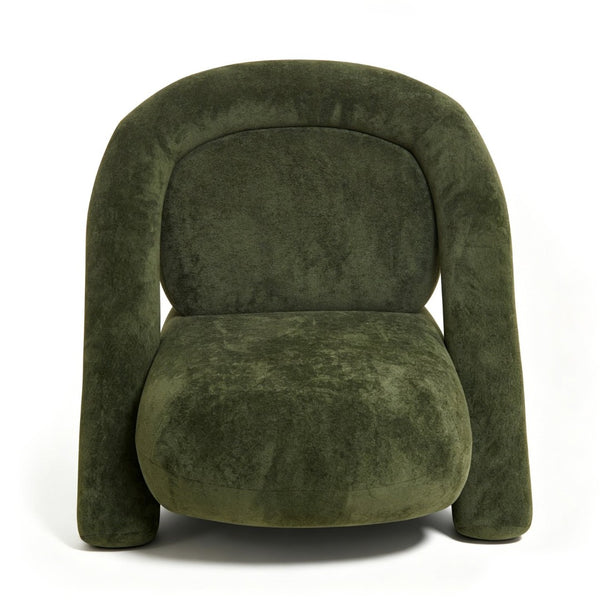 English Elm Lounge Club Chair Armless Velvet Upholstered Accent Seat for Reading Nooks and Home Offices Dark Green W2901P517656
