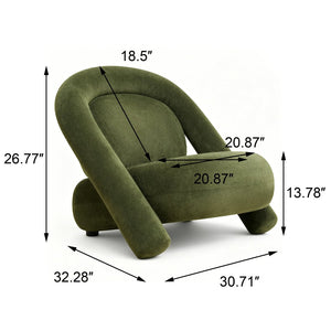 English Elm Lounge Club Chair Armless Velvet Upholstered Accent Seat for Reading Nooks and Home Offices Dark Green W2901P517656