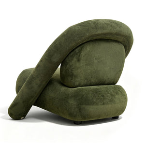 English Elm Lounge Club Chair Armless Velvet Upholstered Accent Seat for Reading Nooks and Home Offices Dark Green W2901P517656