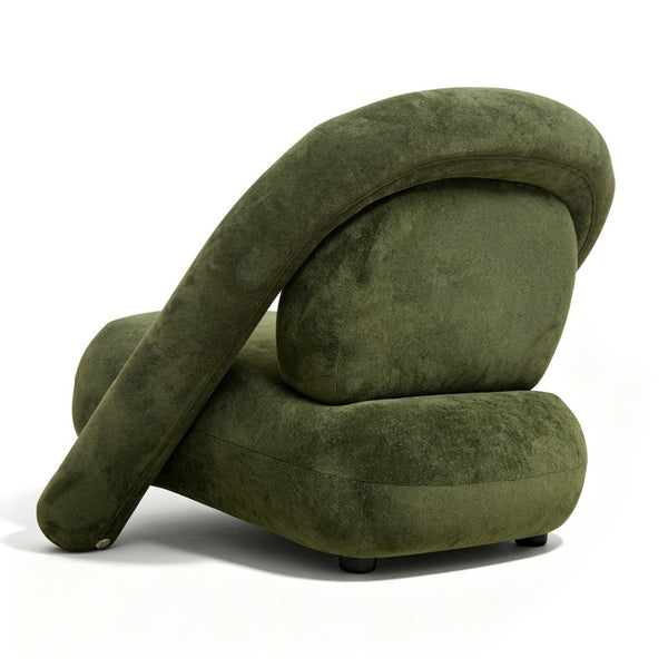 English Elm Lounge Club Chair Armless Velvet Upholstered Accent Seat for Reading Nooks and Home Offices Dark Green W2901P517656