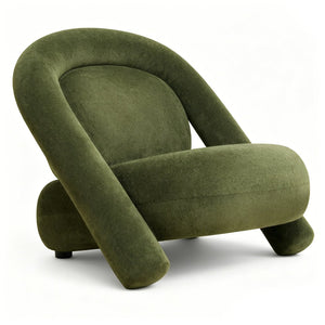 English Elm Lounge Club Chair Armless Velvet Upholstered Accent Seat for Reading Nooks and Home Offices Dark Green W2901P517656