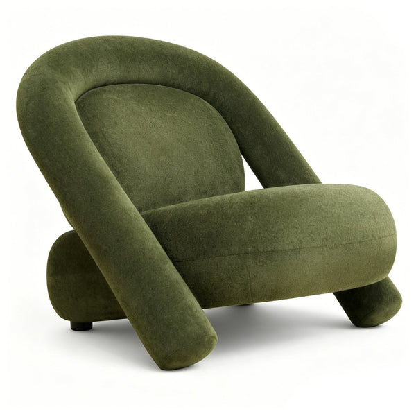 English Elm Lounge Club Chair Armless Velvet Upholstered Accent Seat for Reading Nooks and Home Offices Dark Green W2901P517656