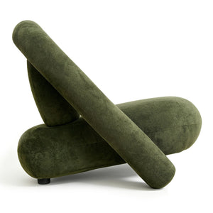 English Elm Lounge Club Chair Armless Velvet Upholstered Accent Seat for Reading Nooks and Home Offices Dark Green W2901P517656