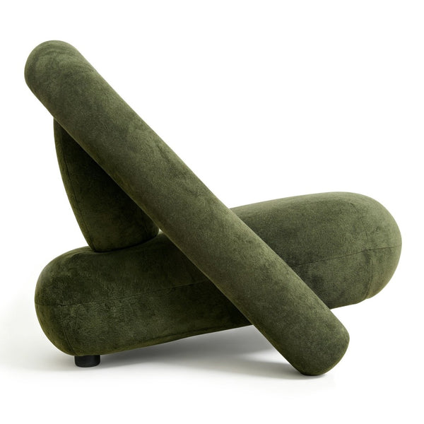 English Elm Lounge Club Chair Armless Velvet Upholstered Accent Seat for Reading Nooks and Home Offices Dark Green W2901P517656