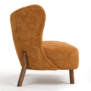 English Elm Nordic Chenille Loveseat Button Tufted Curved Back Armless Sculptural Living Room Sofa Caramel W2901P557553