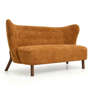 English Elm Nordic Chenille Loveseat Button Tufted Curved Back Armless Sculptural Living Room Sofa Caramel W2901P557553