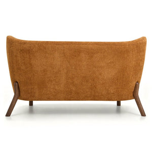English Elm Nordic Chenille Loveseat Button Tufted Curved Back Armless Sculptural Living Room Sofa Caramel W2901P557553
