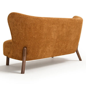 English Elm Nordic Chenille Loveseat Button Tufted Curved Back Armless Sculptural Living Room Sofa Caramel W2901P557553