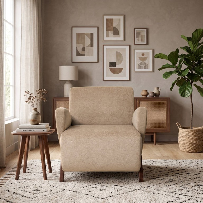English Elm Lounge Chair Velvet Accent Seat with Birch Legs for Modern Living and Reading Spaces W2901P557567