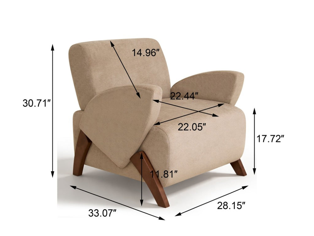 English Elm Lounge Chair Velvet Accent Seat with Birch Legs for Modern Living and Reading Spaces W2901P557567