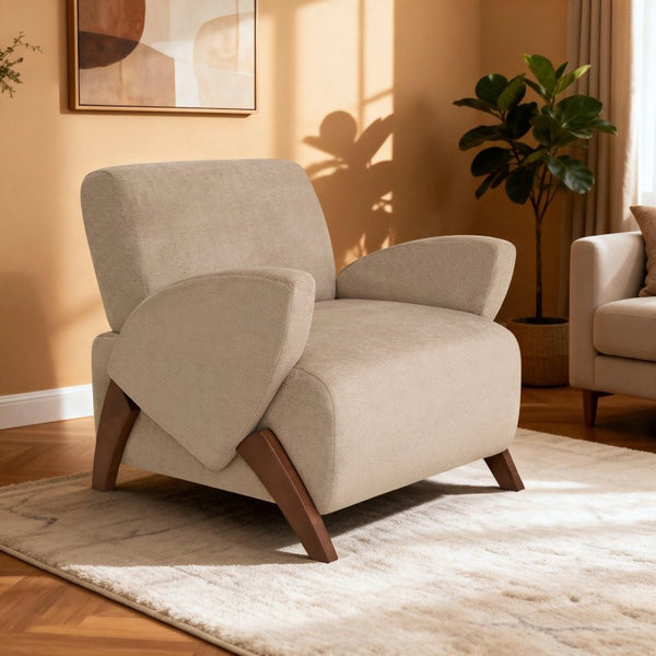 English Elm Lounge Chair Velvet Accent Seat with Birch Legs for Modern Living and Reading Spaces W2901P557567
