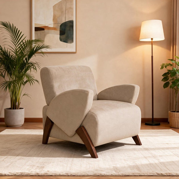 English Elm Lounge Chair Velvet Accent Seat with Birch Legs for Modern Living and Reading Spaces W2901P557567