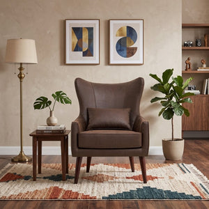 English Elm Suede Leisure Chair with Gold Foil Embossed Relief Pattern for Office or Study Room W2901P557757