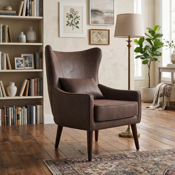 English Elm Suede Leisure Chair with Gold Foil Embossed Relief Pattern for Office or Study Room W2901P557757