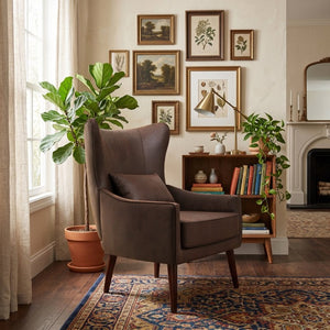 English Elm Suede Leisure Chair with Gold Foil Embossed Relief Pattern for Office or Study Room W2901P557757