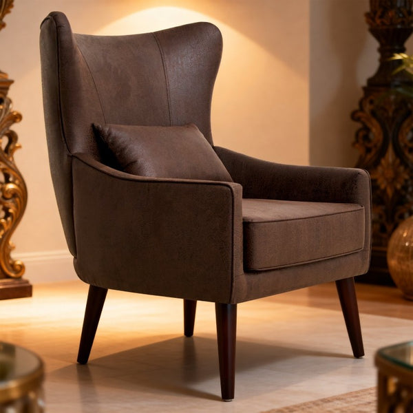 English Elm Suede Leisure Chair with Gold Foil Embossed Relief Pattern for Office or Study Room W2901P557757