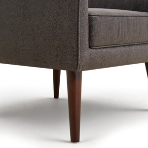 English Elm Suede Leisure Chair with Gold Foil Embossed Relief and Ergonomic Curved Back for Study W2901P557758