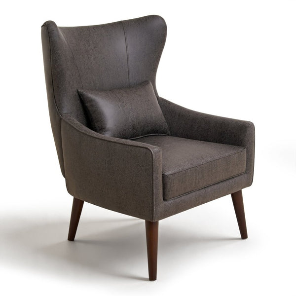 English Elm Suede Leisure Chair with Gold Foil Embossed Relief and Ergonomic Curved Back for Study W2901P557758