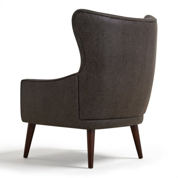 English Elm Suede Leisure Chair with Gold Foil Embossed Relief and Ergonomic Curved Back for Study W2901P557758