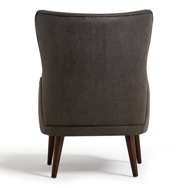 English Elm Suede Leisure Chair with Gold Foil Embossed Relief and Ergonomic Curved Back for Study W2901P557758