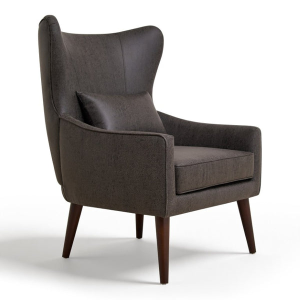 English Elm Suede Leisure Chair with Gold Foil Embossed Relief and Ergonomic Curved Back for Study W2901P557758