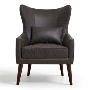 English Elm Suede Leisure Chair with Gold Foil Embossed Relief and Ergonomic Curved Back for Study W2901P557758