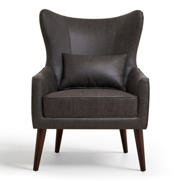 English Elm Suede Leisure Chair with Gold Foil Embossed Relief and Ergonomic Curved Back for Study W2901P557758