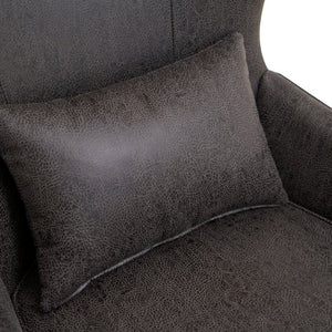 English Elm Suede Leisure Chair with Gold Foil Embossed Relief and Ergonomic Curved Back for Study W2901P557758