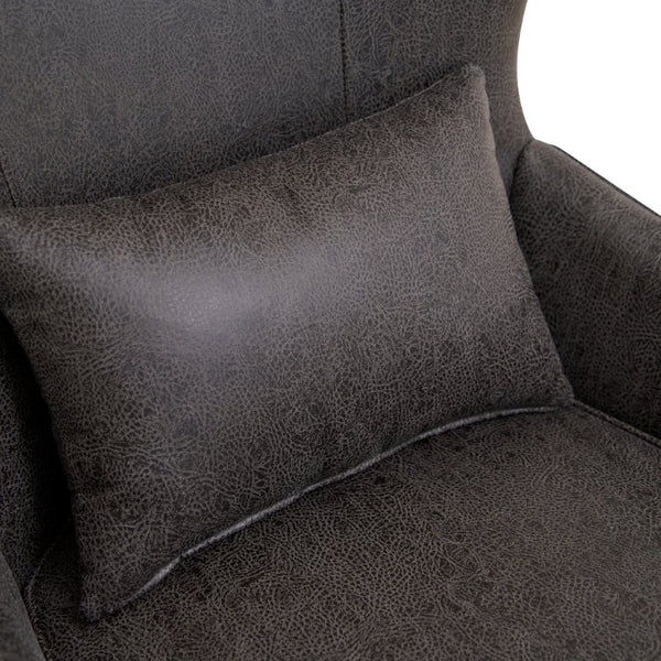 English Elm Suede Leisure Chair with Gold Foil Embossed Relief and Ergonomic Curved Back for Study W2901P557758