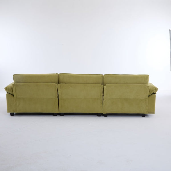 English Elm L Shaped Modular Sectional Sofa Corduroy Upholstered with Sturdy Wood Metal Frame W2911P222842