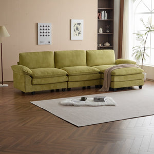 English Elm L Shaped Modular Sectional Sofa Corduroy Upholstered with Sturdy Wood Metal Frame W2911P222842