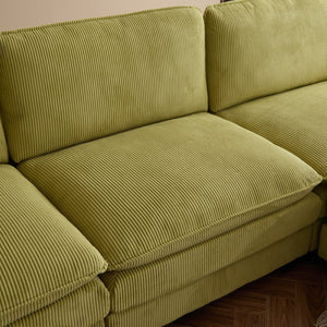 English Elm L Shaped Modular Sectional Sofa Corduroy Upholstered with Sturdy Wood Metal Frame W2911P222842