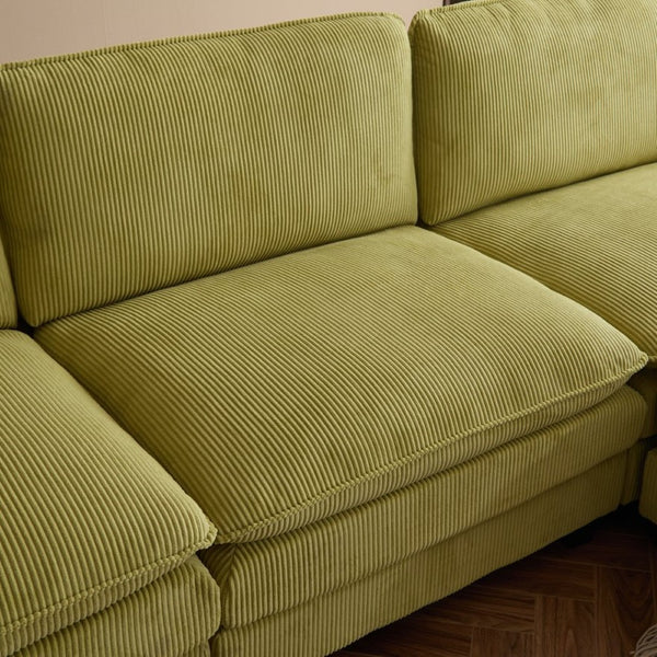 English Elm L Shaped Modular Sectional Sofa Corduroy Upholstered with Sturdy Wood Metal Frame W2911P222842
