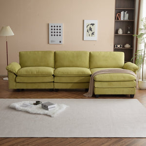 English Elm L Shaped Modular Sectional Sofa Corduroy Upholstered with Sturdy Wood Metal Frame W2911P222842