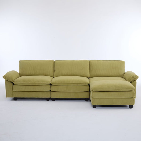 English Elm L Shaped Modular Sectional Sofa Corduroy Upholstered with Sturdy Wood Metal Frame W2911P222842