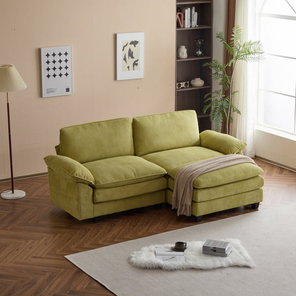 English Elm L Shaped Modular Sectional Sofa Corduroy Upholstered with Sturdy Wood Metal Frame W2911P222842