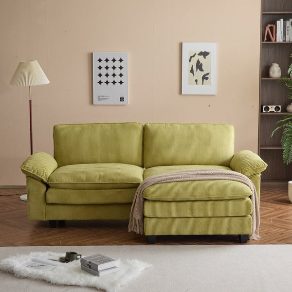 English Elm L Shaped Modular Sectional Sofa Corduroy Upholstered with Sturdy Wood Metal Frame W2911P222842