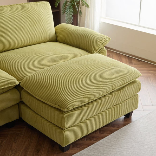 English Elm L Shaped Modular Sectional Sofa Corduroy Upholstered with Sturdy Wood Metal Frame W2911P222842