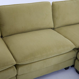English Elm L Shaped Modular Sectional Sofa Corduroy Upholstered with Sturdy Wood Metal Frame W2911P222842
