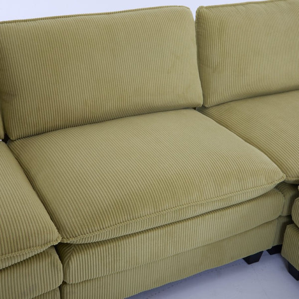 English Elm L Shaped Modular Sectional Sofa Corduroy Upholstered with Sturdy Wood Metal Frame W2911P222842