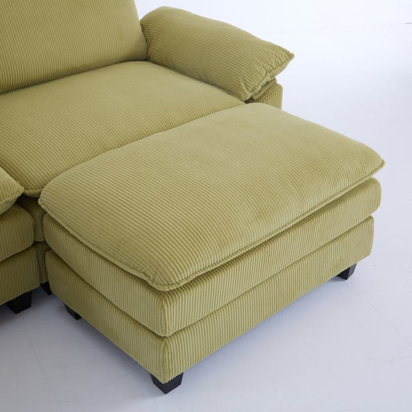 English Elm L Shaped Modular Sectional Sofa Corduroy Upholstered with Sturdy Wood Metal Frame W2911P222842