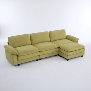 English Elm L Shaped Modular Sectional Sofa Corduroy Upholstered with Sturdy Wood Metal Frame W2911P222842