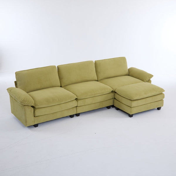 English Elm L Shaped Modular Sectional Sofa Corduroy Upholstered with Sturdy Wood Metal Frame W2911P222842