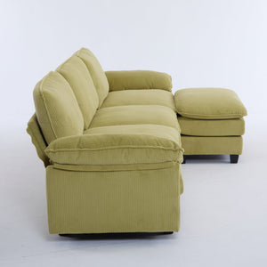 English Elm L Shaped Modular Sectional Sofa Corduroy Upholstered with Sturdy Wood Metal Frame W2911P222842