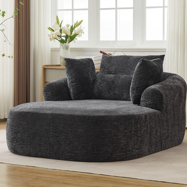 English Elm Oversized Corduroy Chaise Lounge with Armrests and Pillows for Bedroom Apartment W2915P305707