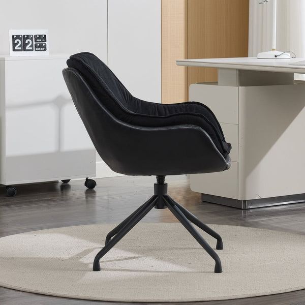 English Elm Modern Faux Leather Executive Chair Ergonomic High Back with Lumbar Support Black W2915P461218