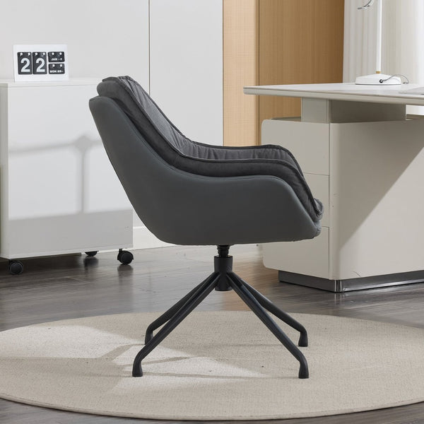 English Elm Modern Faux Leather Executive Chair Ergonomic High Back with Lumbar Support Grey W2915P461221