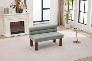 English Elm Upholstered Boucle Bench with Curved Back and Rubberwood Legs for Bedroom or Entryway W2915P461614